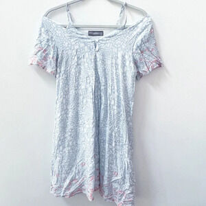 Addie Women’s Blue Pink Dress Sz Medium Feminine Summer CottageCore Short